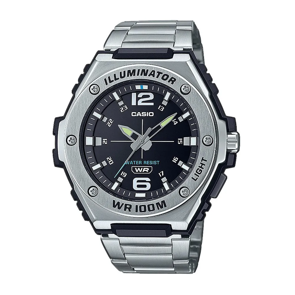 CASIO llluminator με Μπρασελέ από Ανοξείδωτο Ατσάλι σε Ασημί τόνο MWA-100HD-1AVEF