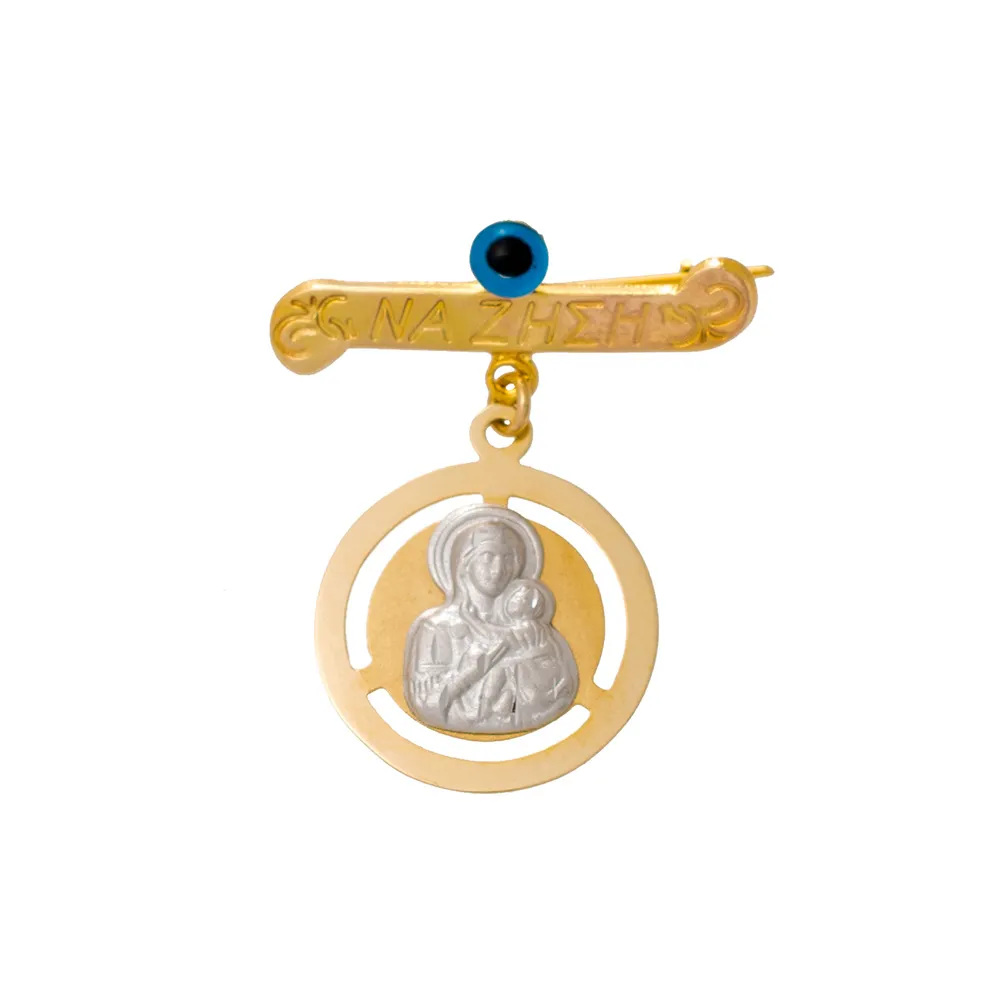 9K Χρυσή Παραμάνα Με Εικόνα & Ματάκι N119AV1