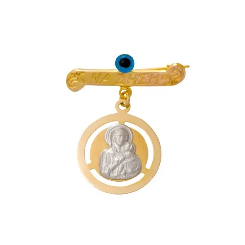 9K Χρυσή Παραμάνα Με Εικόνα & Ματάκι N119AV1