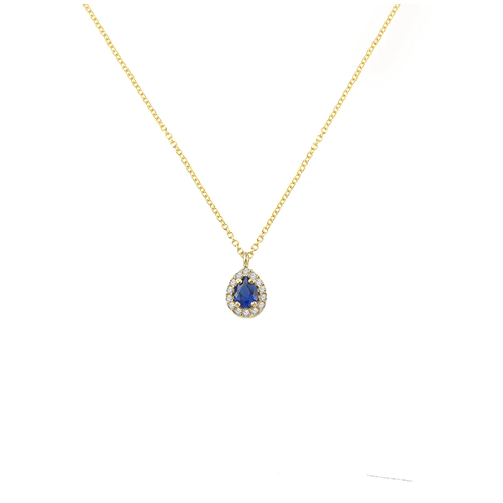 14K Χρυσό Κολιέ με Ζαφείρι & Ζιργκόν OAX1757