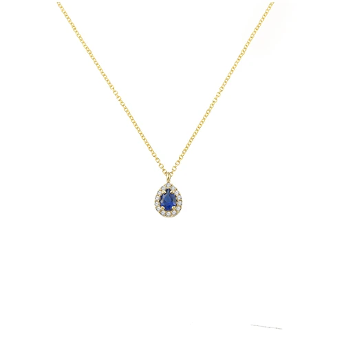 14K Χρυσό Κολιέ με Ζαφείρι & Ζιργκόν OAX1757