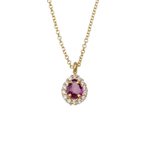 14K Χρυσό Κολιέ με Ρουμπίνι και Ζιργκόν OAX1758KL14