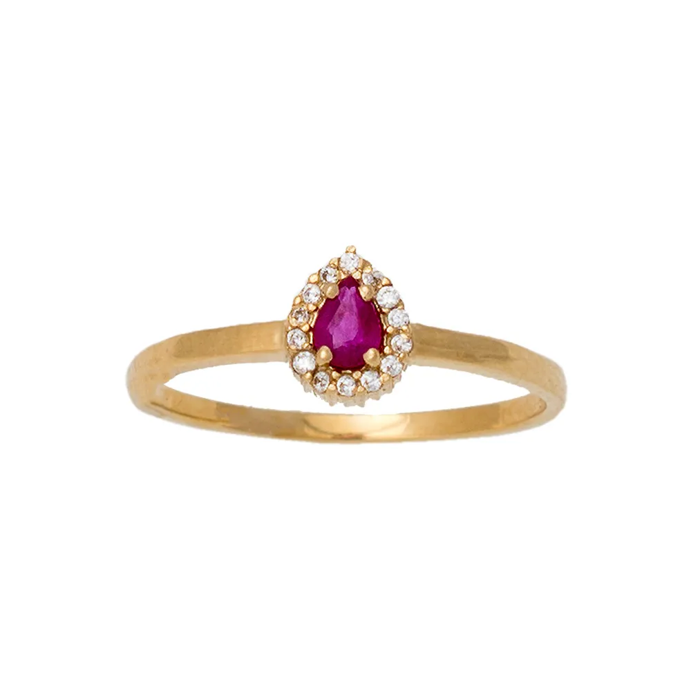 14K Χρυσό Δαχτυλίδι με Ρουμπίνι & Ζιργκόν OAX1758R