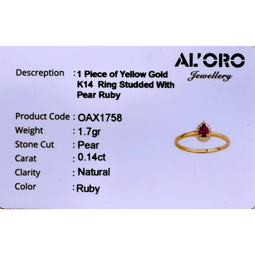 14K Χρυσό Δαχτυλίδι με Ρουμπίνι & Ζιργκόν OAX1758R2