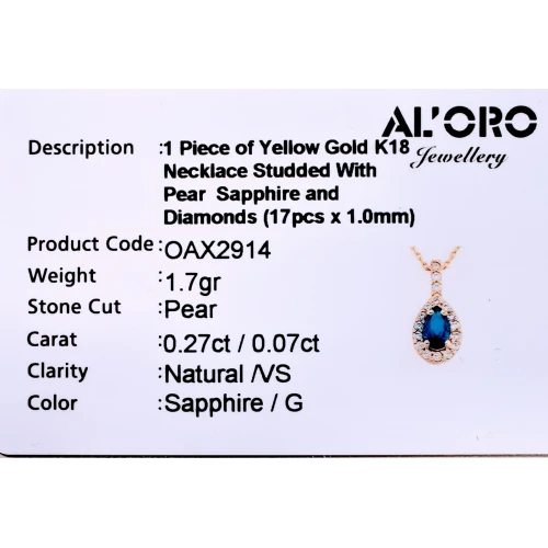 18K Χρυσό Κολιέ με Ζαφείρι και Διαμάντια KLOAX2914