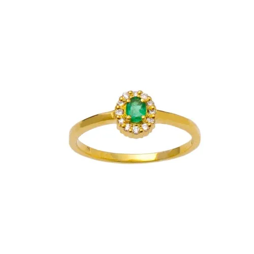 18K Χρυσό Δαχτυλίδι με Σμαράγδι & Διαμάντια OZAX1783D