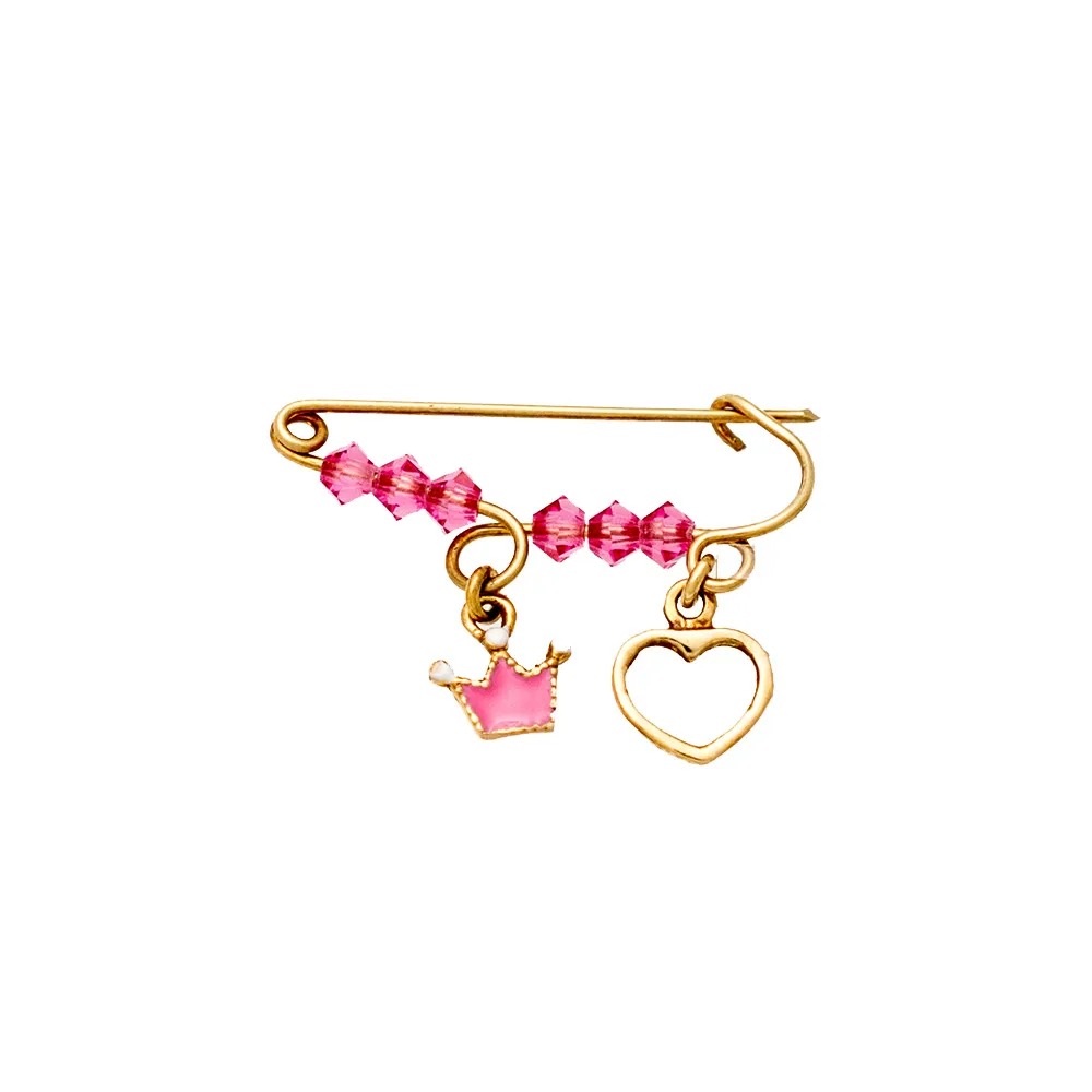 14K Χρυσή Παραμάνα με Κορώνα & Καρδιά P307040