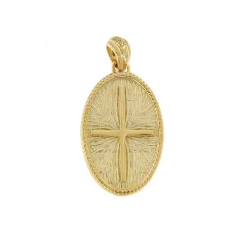 14K, Χρυσό Κωνσταντινάτο, Διπλής Όψεως με Γαλάζιο Ζιργκόν P335KRN