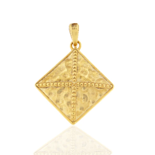 9K Χρυσό Κωνσταντινάτο Διπλής Όψεως με Ζιργκόν P405KR