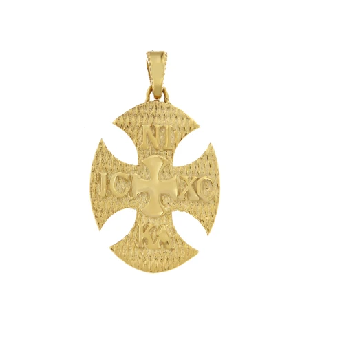 9K Χρυσό Κωνσταντινάτο-Σταυρός Διπλής Όψεως με Ζιργκόν P412KR