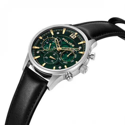 POLICE Driver II Multifunction με Μαύρο Δερμάτινο Λουράκι PEWGF0040201