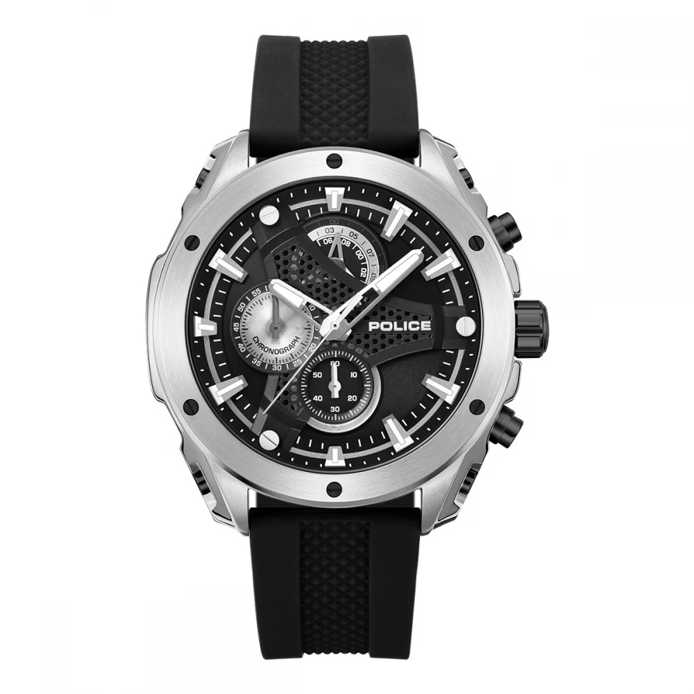 POLICE WYVERN Χρονογράφος με Μαύρο Λουράκι Σιλικόνης PEWGO0093001