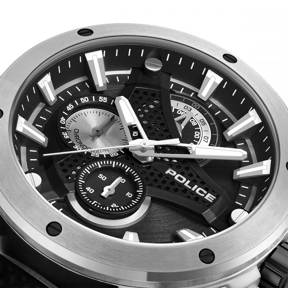 POLICE WYVERN Χρονογράφος με Μαύρο Λουράκι Σιλικόνης PEWGO0093001