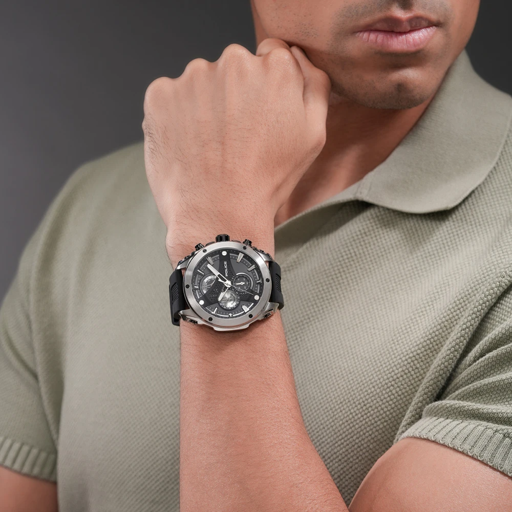 POLICE WYVERN Χρονογράφος με Μαύρο Λουράκι Σιλικόνης PEWGO0093001