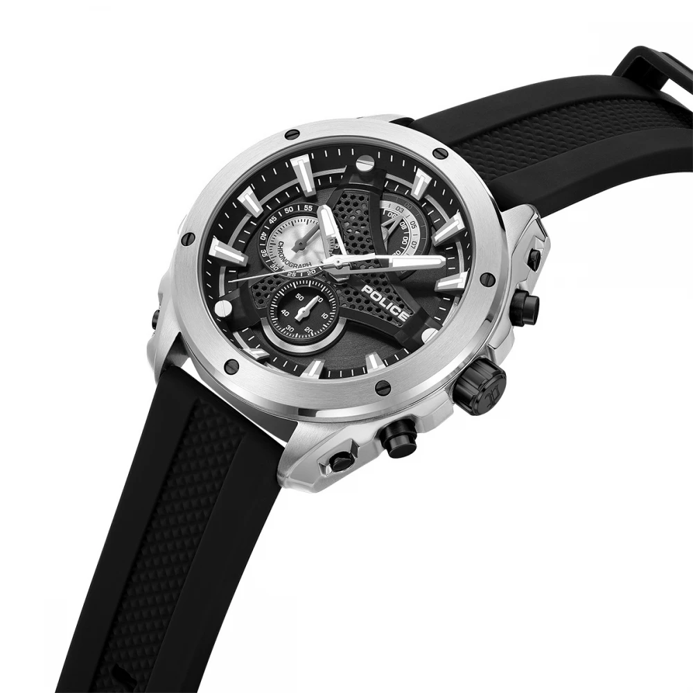 POLICE WYVERN Χρονογράφος με Μαύρο Λουράκι Σιλικόνης PEWGO0093001