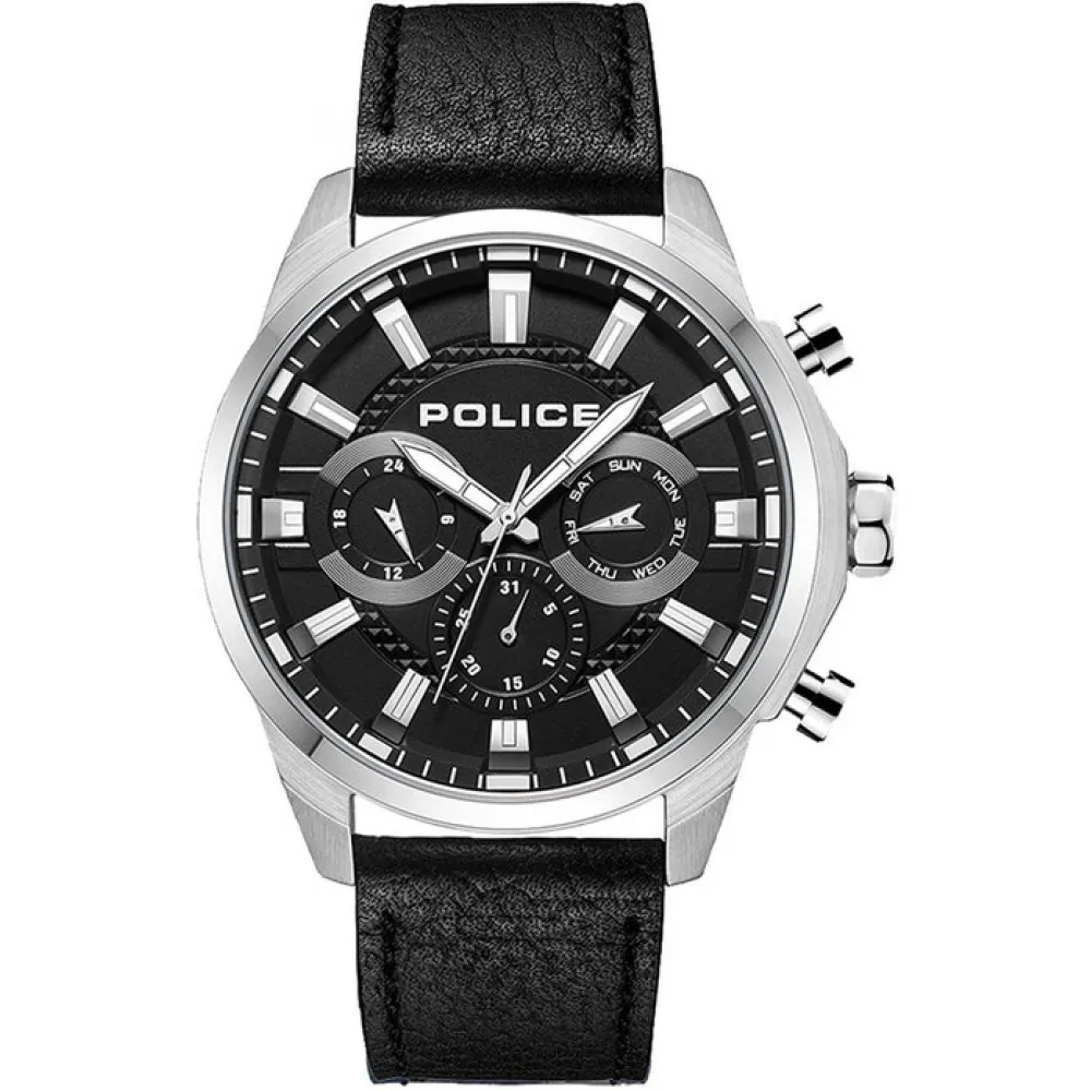 POLICE Menelik Black Leather Strap PEWJF224207