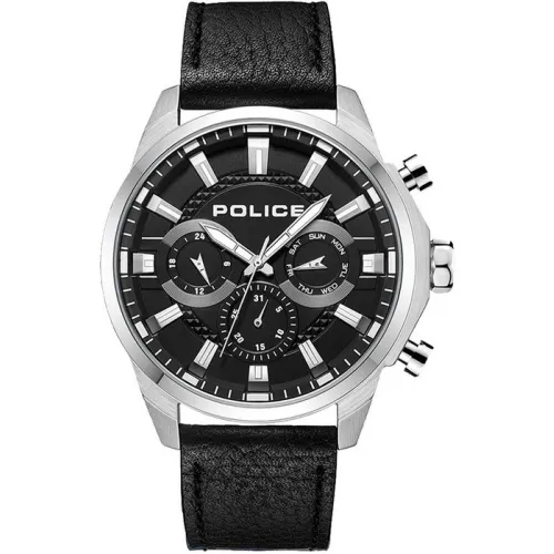 POLICE Menelik Black Leather Strap PEWJF224207