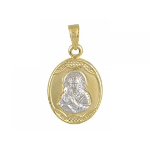 9K Χρυσό Δίχρωμο Κωνσταντινάτο Παναγίτσα Διπλής Όψης PN2021