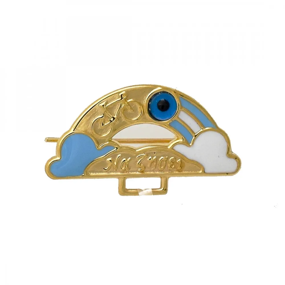 9K Χρυσό Κωνσταντινάτο Διπλής όψης με Ζιργκόν KN147BJ