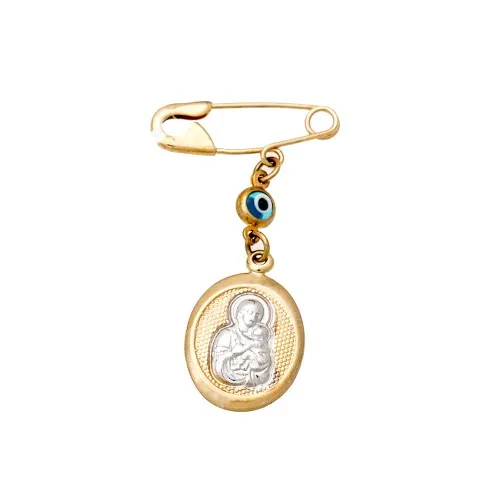 9K Χρυσή Παραμάνα Με Εικόνα & Ματάκι PR208AD1