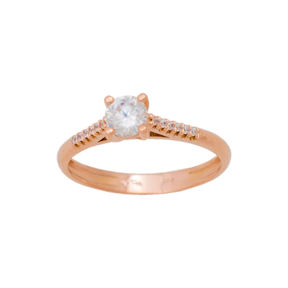 14K Ροζ Χρυσό Δαχτυλίδι με Ζιργκόν R14-110