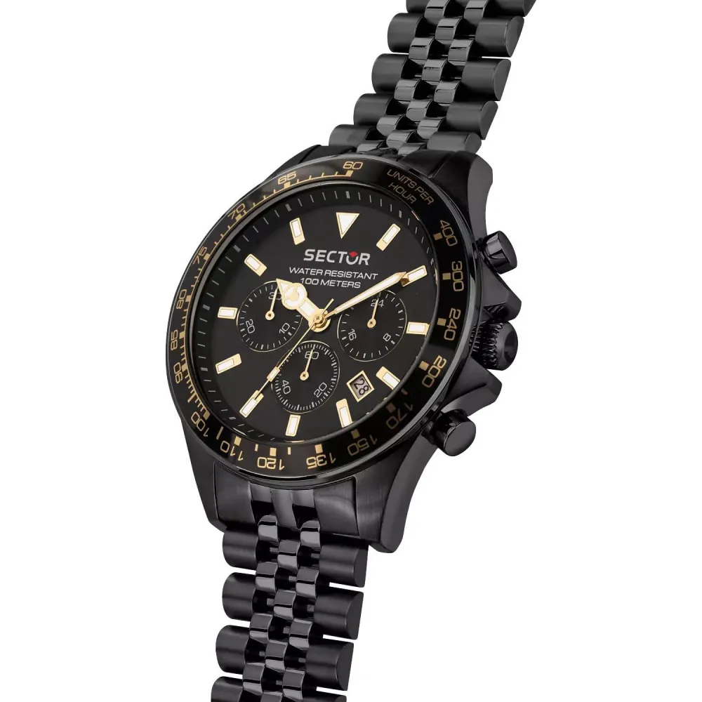 SECTOR 230 Χρονογράφος με Μαύρο Μπρασελέ από Ανοξείδωτο Ατσάλι R3273661029