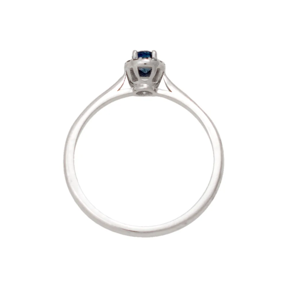 18K Μονόπετρο Δαxτυλίδι Αρραβώνων με Ζαφείρι & Διαμάντια REM045