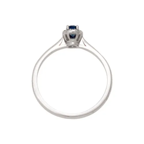 18K Μονόπετρο Δαxτυλίδι Αρραβώνων με Ζαφείρι & Διαμάντια REM045