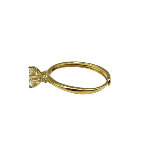 925 Ασήμι Επίχρυσο Δαχτυλίδι Μονόπετρο με Μοϊσανίτη RG93011