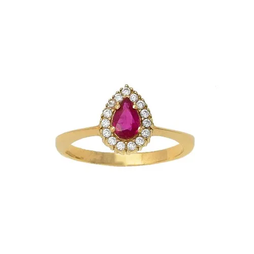 14K Χρυσό Δαχτυλίδι με Ρουμπίνι & Ζιργκόν RONX1065
