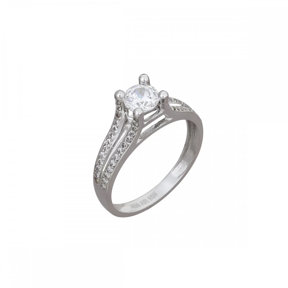 14K Λευκόχρυσο Δαχτυλίδι με Ζιργκόν R5301O