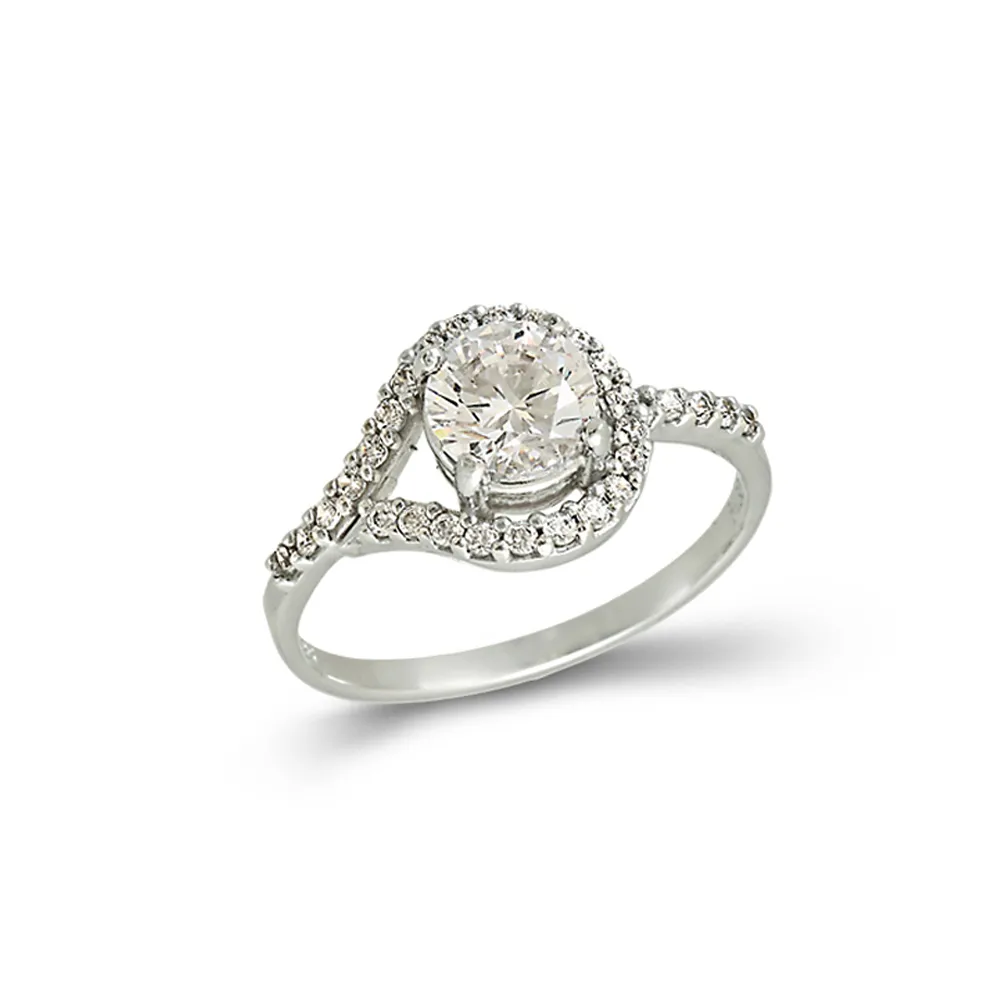 14K Λευκόχρυσο Δαχτυλίδι με Ζιργκόν AD3036L1