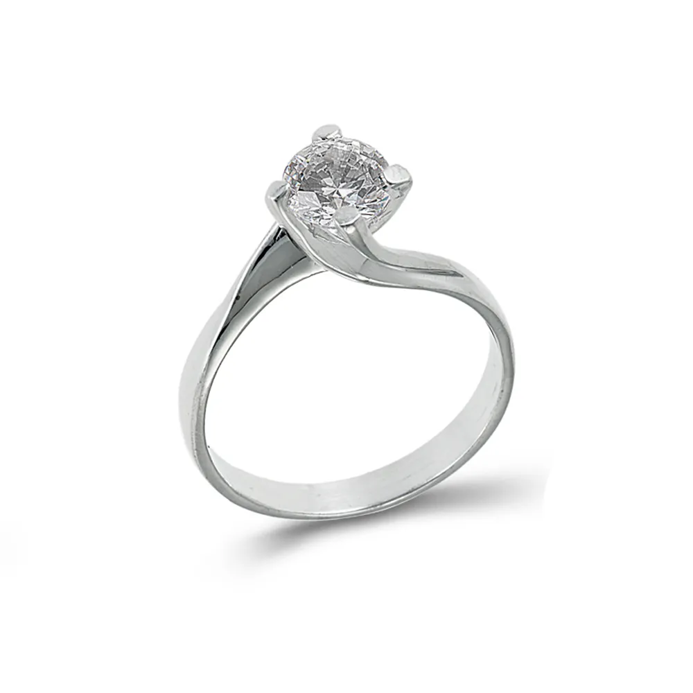 14K Λευκόχρυσο Δαχτυλίδι με Ζιργκόν AD168L