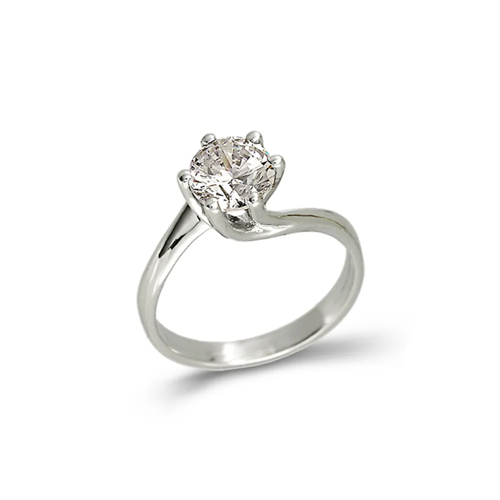 14K Λευκόχρυσο Δαχτυλίδι με Ζιργκόν AD172L