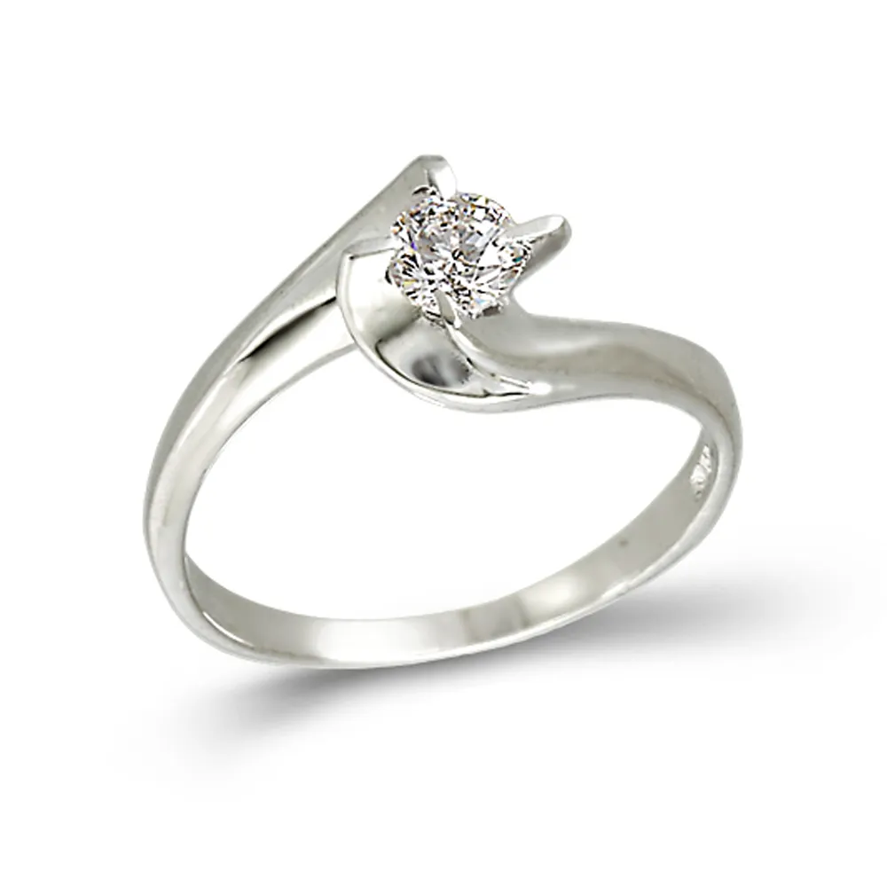 14K Λευκόχρυσο Δαχτυλίδι με Ζιργκόν AD444L