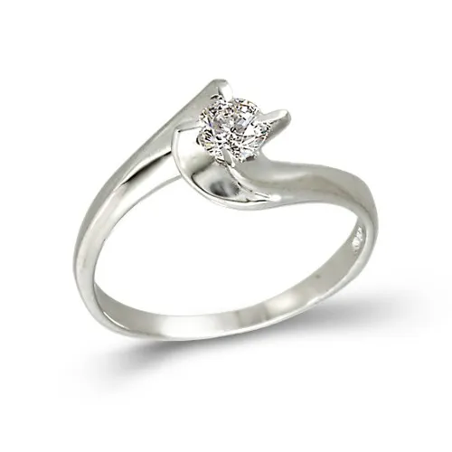 14K Λευκόχρυσο Δαχτυλίδι με Ζιργκόν AD444L