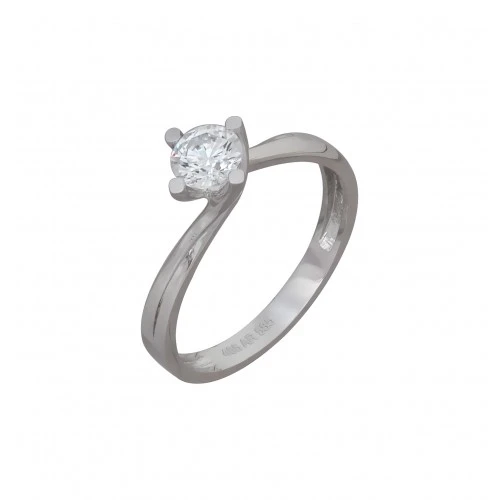 14k Λευκόχρυσο Δαχτυλίδι με Ζιργκόν R5321O