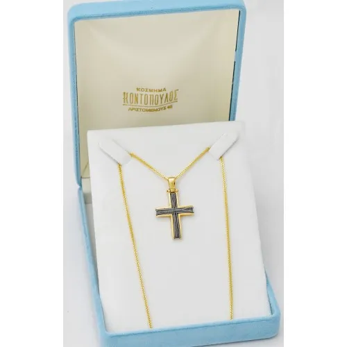 14K Χρυσός Δίχρωμος Χειροποίητος Σταυρός S000195