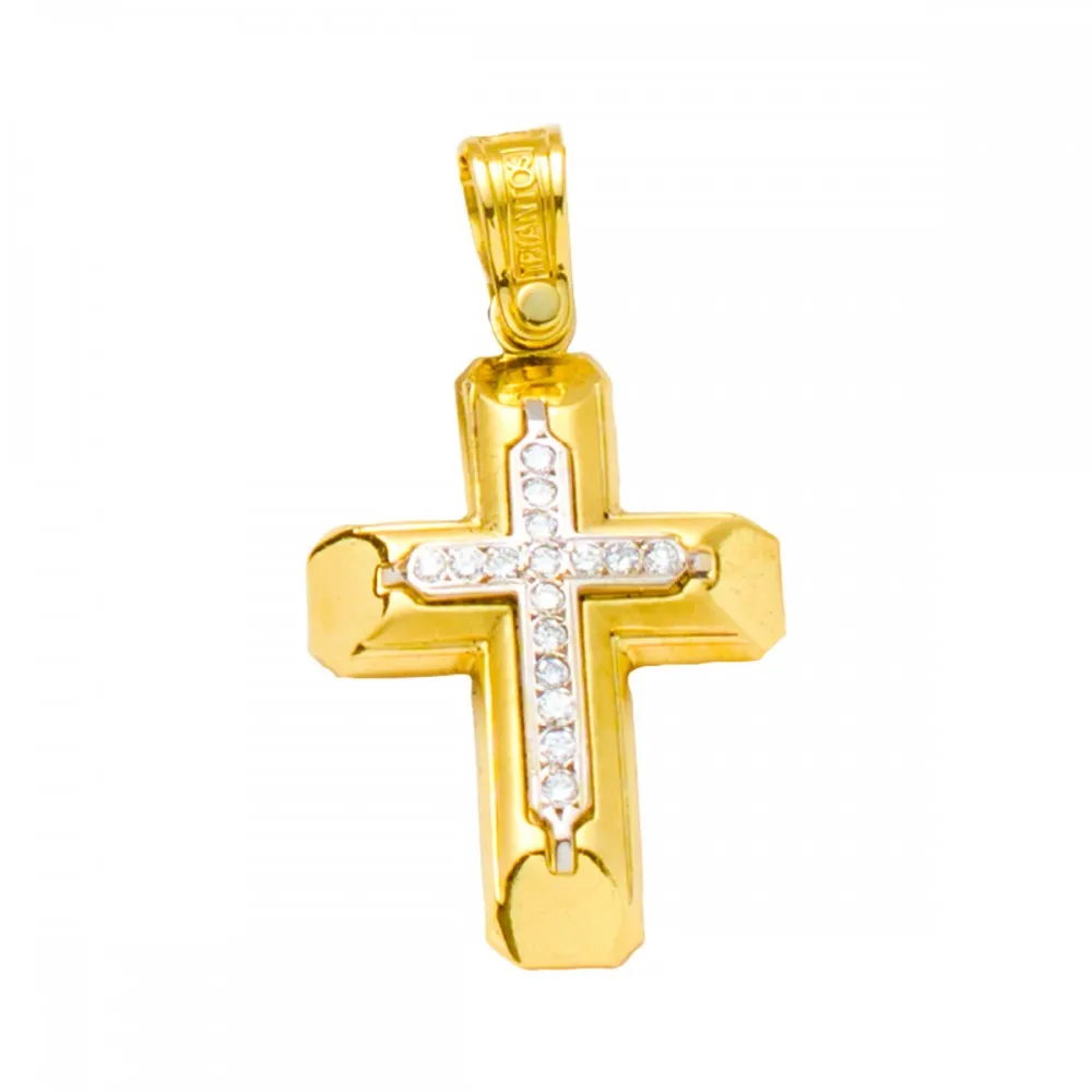 18K Χρυσός Σταυρός με Διαμάντια S1015BR