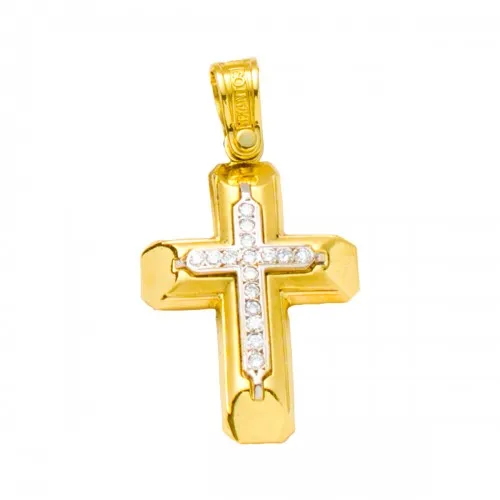 18K Χρυσός Σταυρός με Διαμάντια S1015BR