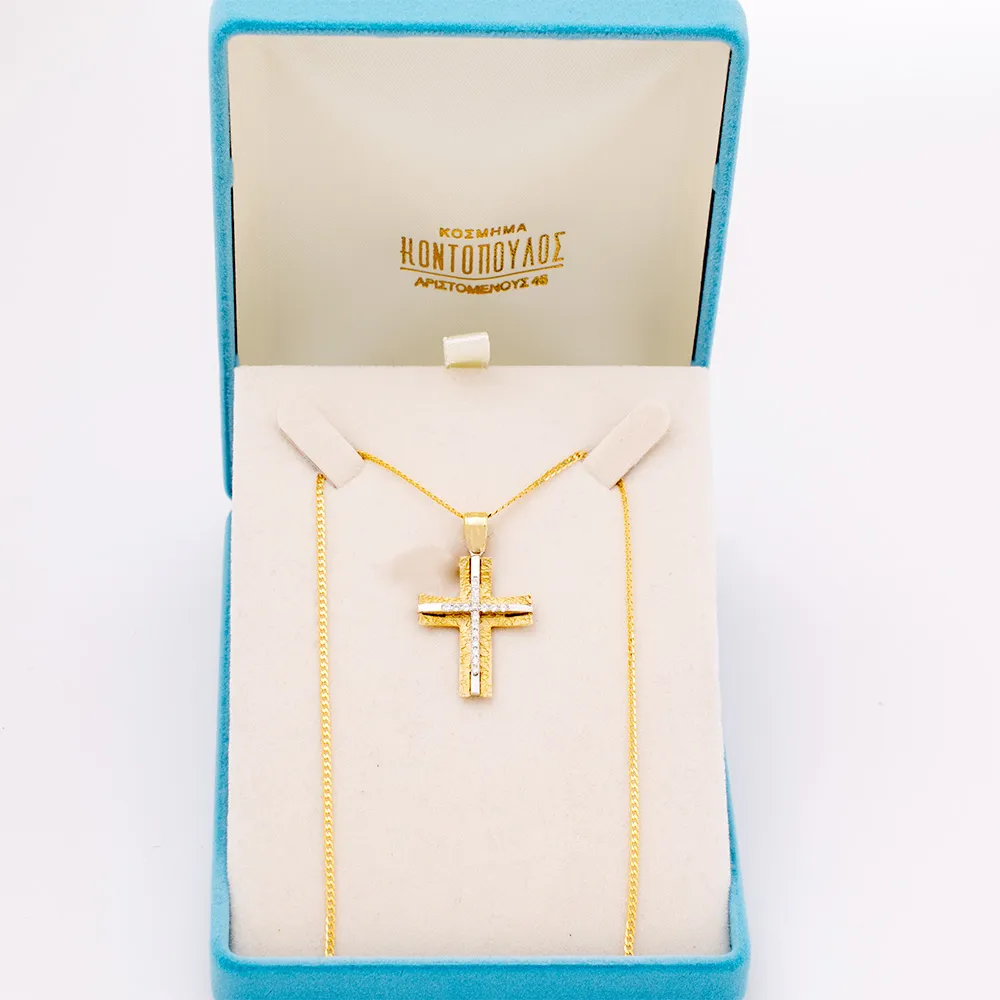 14K Χρυσός Σταυρός με Ζιργκόν S128A40