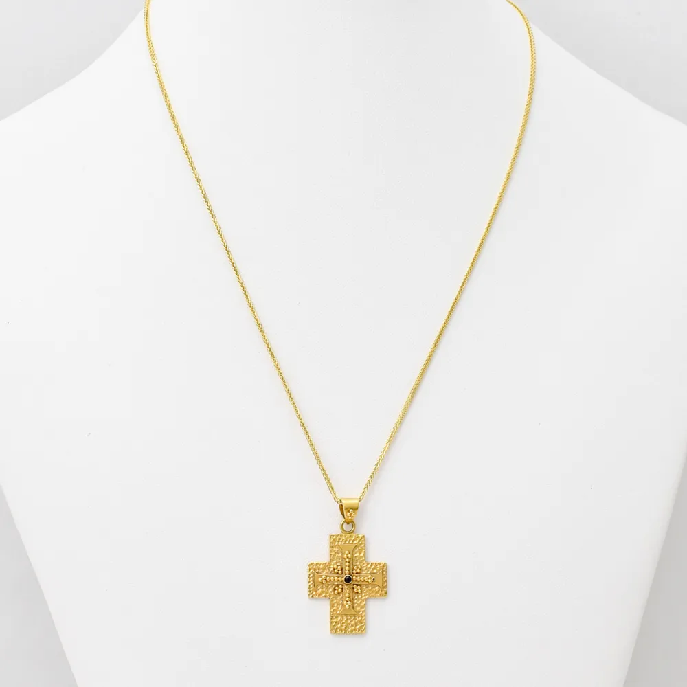 18K Χρυσός Σταυρός Χειροποίητος με Ζιργκόν S2770