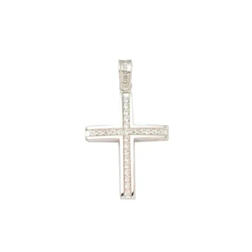 14K Λευκόχρυσος Σταυρός με Ζιργκόν S454A40