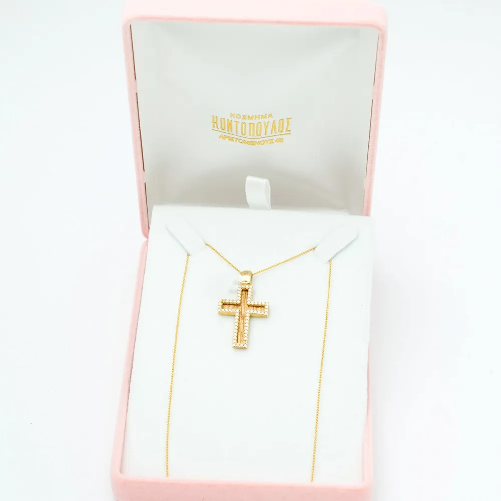 14K Χρυσός Σταυρός με Ζιργκόν S475A40