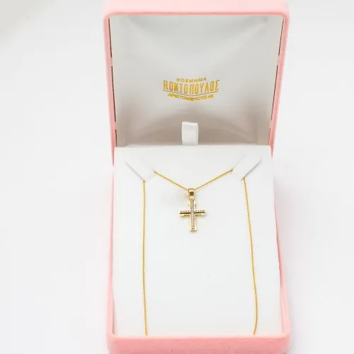 14K Χρυσός Σταυρός με Ζιργκόν S59DA40