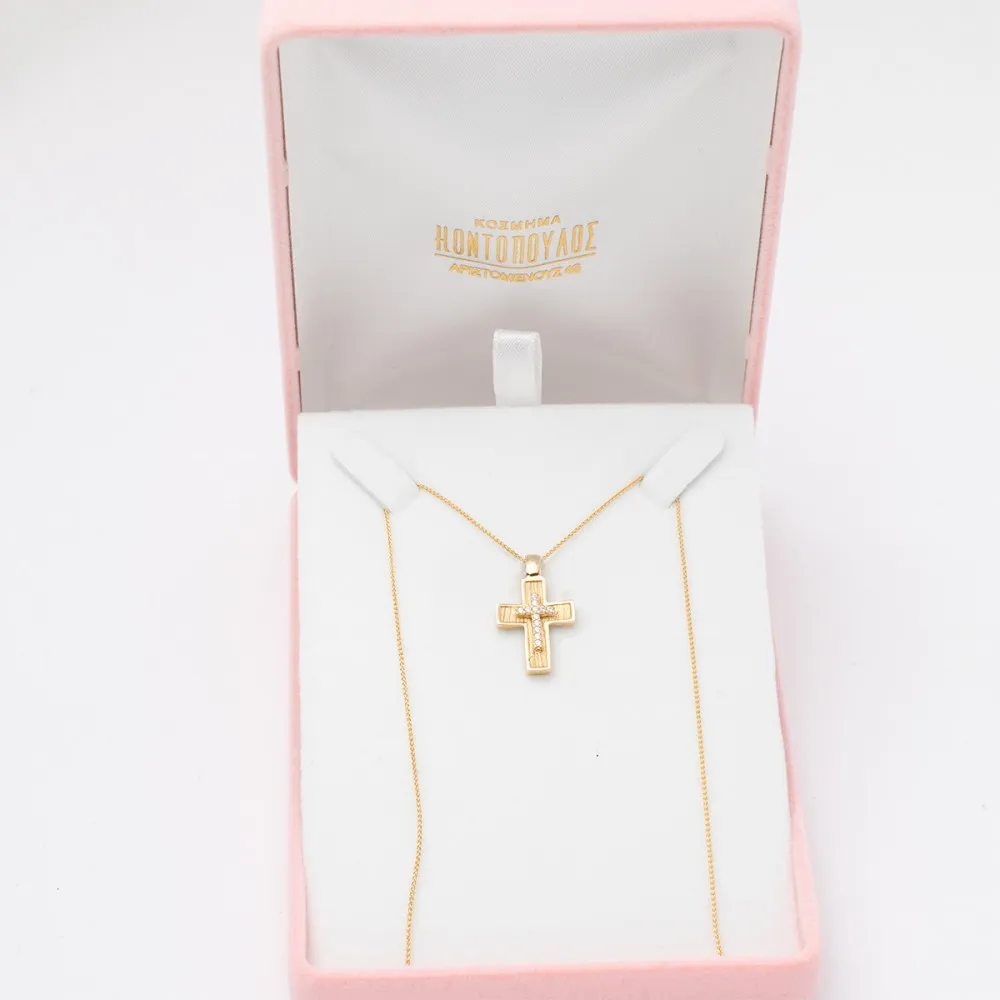 14K Χρυσός Σταυρός με Ζιργκόν S803A40