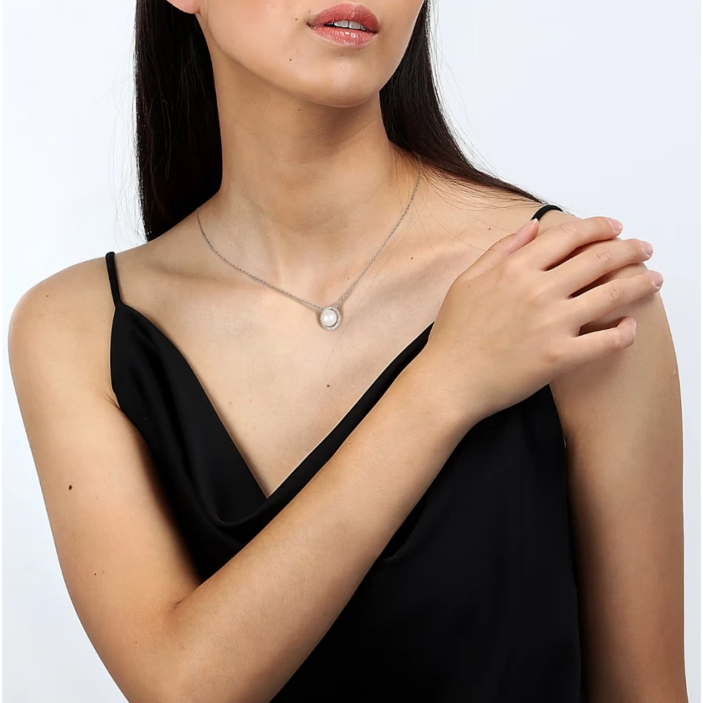 MORELLATO Κολιέ από Ασήμι 925, με Πέρλα και Λευκά Ζιργκόν SAER49