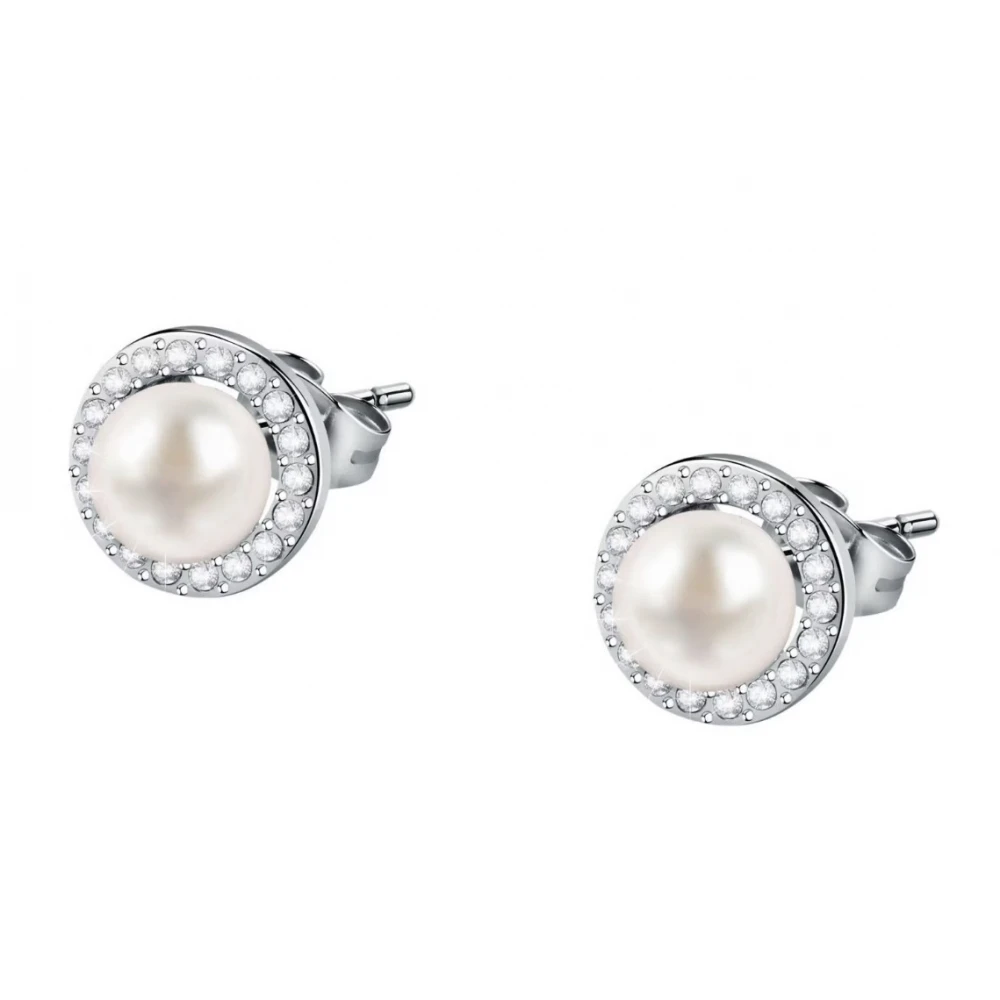 MORELLATO Σκουλαρίκια 925 Ασήμι Με Πέρλα και Λευκά Ζιργκόν SAER51
