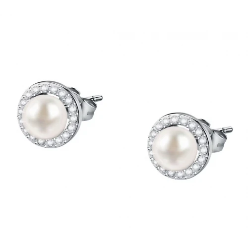 MORELLATO Σκουλαρίκια 925 Ασήμι Με Πέρλα και Λευκά Ζιργκόν SAER51