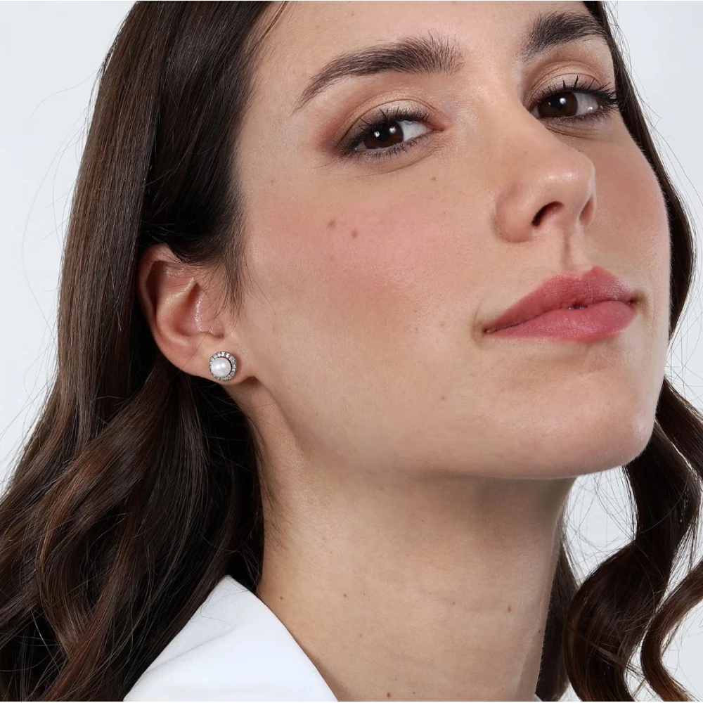 MORELLATO Σκουλαρίκια 925 Ασήμι Με Πέρλα και Λευκά Ζιργκόν SAER51